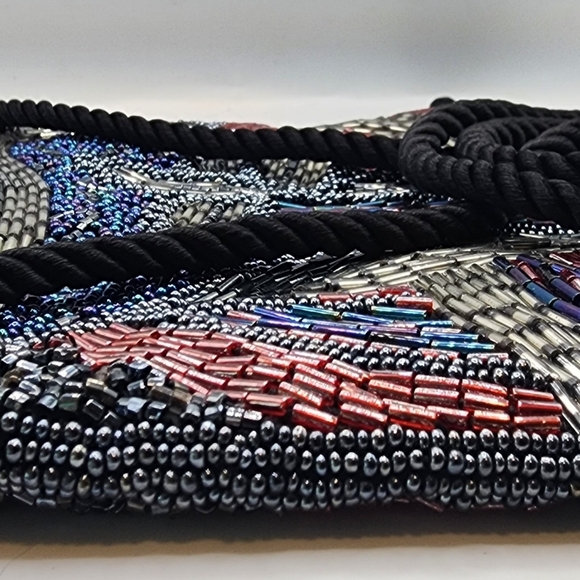 Roaring 1920s Flapper Glass Bead Silk Purse Vintage - Picture 6 of 8